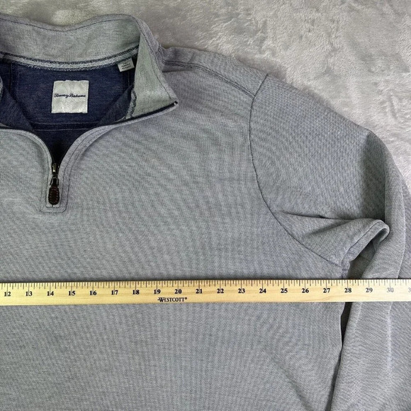 Tommy Bahama Quarter Zip Fleece Sweatshirt Men's 2XLB Grey/Blue Beachy Summer - Picture 6 of 16